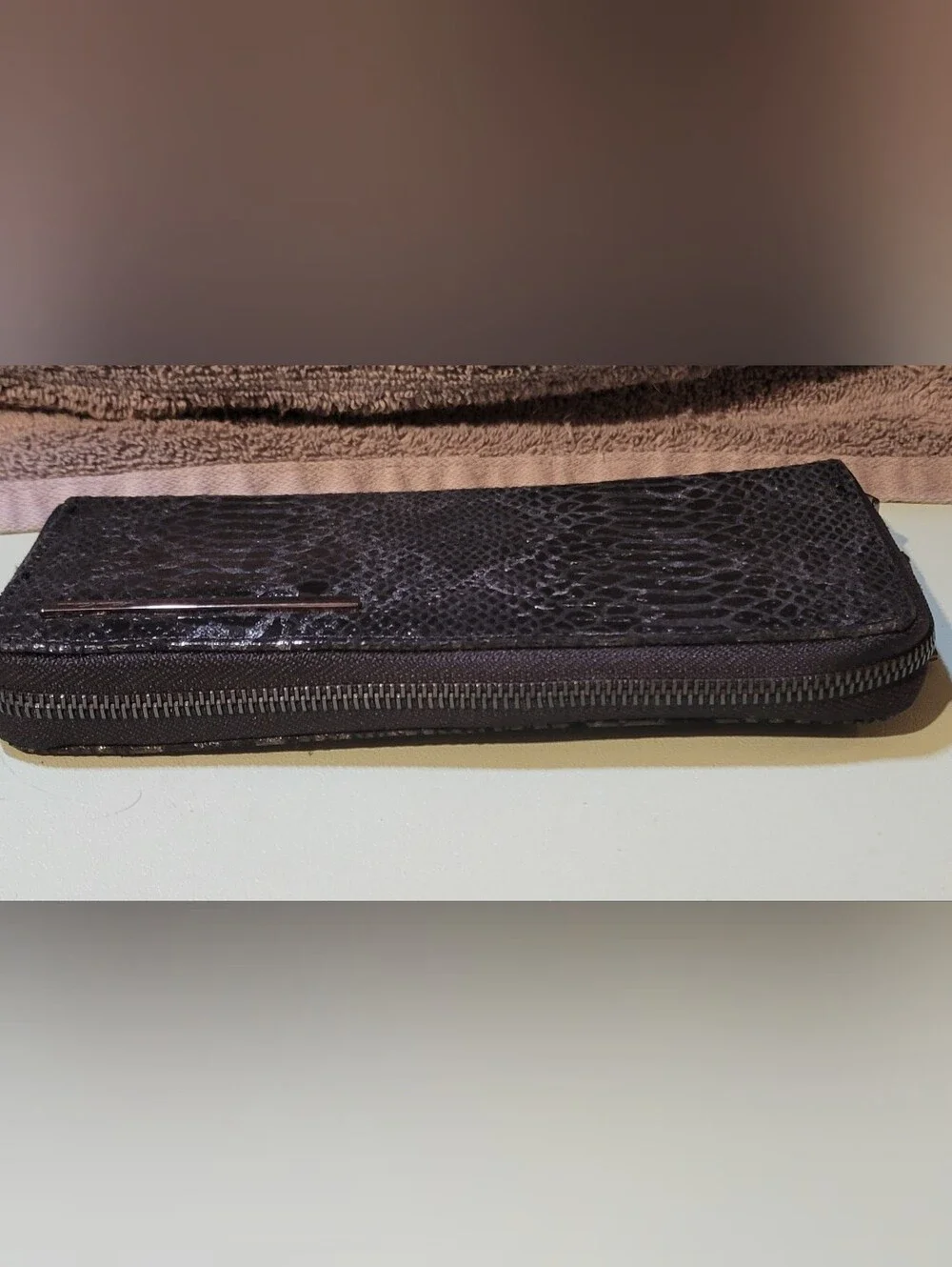 Kenneth Cole Black Snake-Embossed Leather Wallet